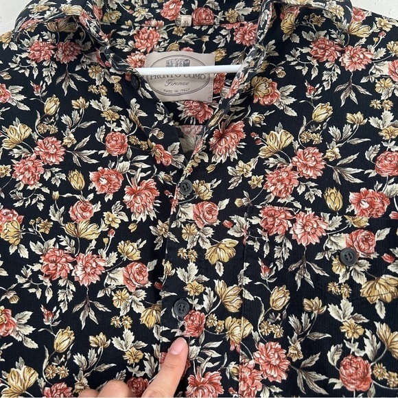 Pronto Uomo Made in Italy Long Sleeve Black Red Floral Button Down Casual XL - Picture 4 of 6